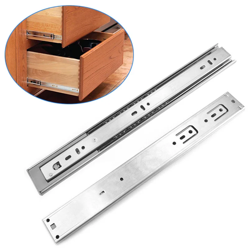 

2pcs 12/14/16/18/20/22 Inch Drawer Orbit Slide Cabinet Cupboard Runners Furniture Drawers Ball Bearing Slides Buffer CLH
