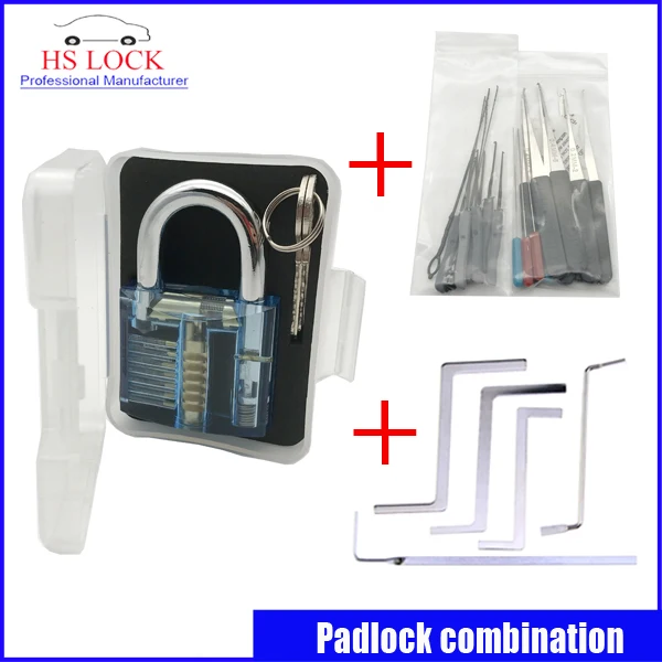 Blue padlock practice lock set with Removal Extractor key lock broken