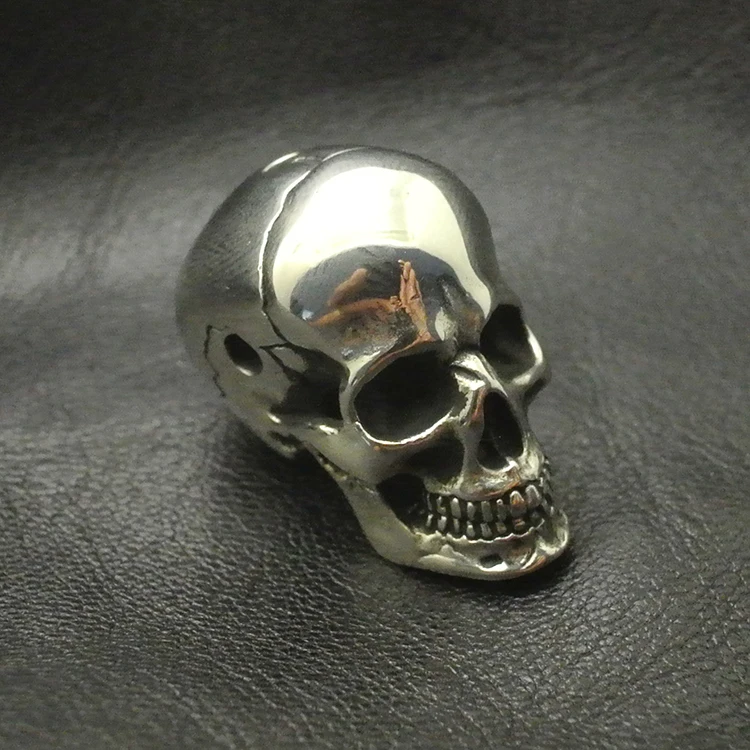 Cordón de cuero grabado Calavera Bronce Paracord Perlas Pulsera Colgante Para Cuchillo