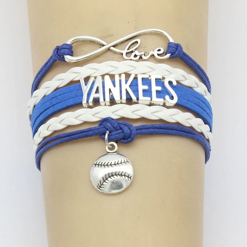 Drop Shipping Infinity Love Yankees Baseball Bracelet Handmade Yankees Baseball Bracelet Handmade