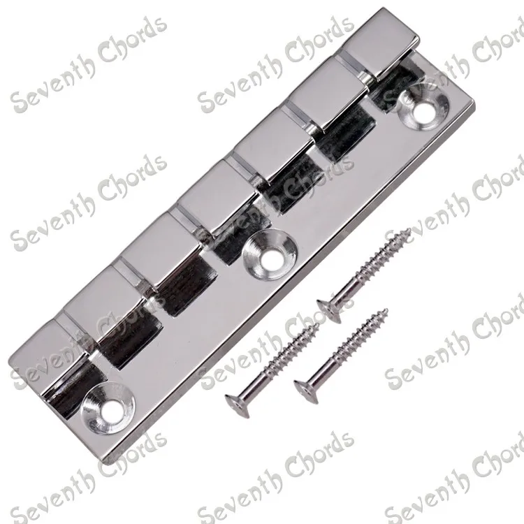 Silvery brass electric guitar tailpiece bridge mounting hanging string