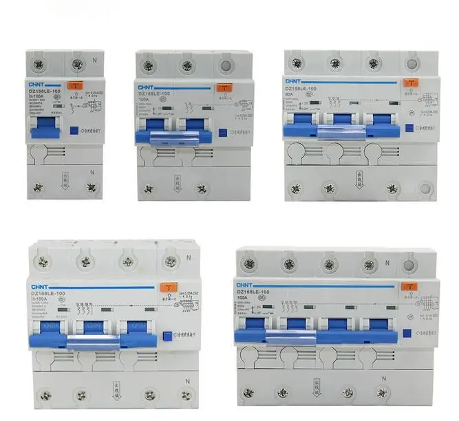 Китайский протектор утечки DZ158LE-125A/100A/80A/63A высокий силовой выключатель 1 P+ N
