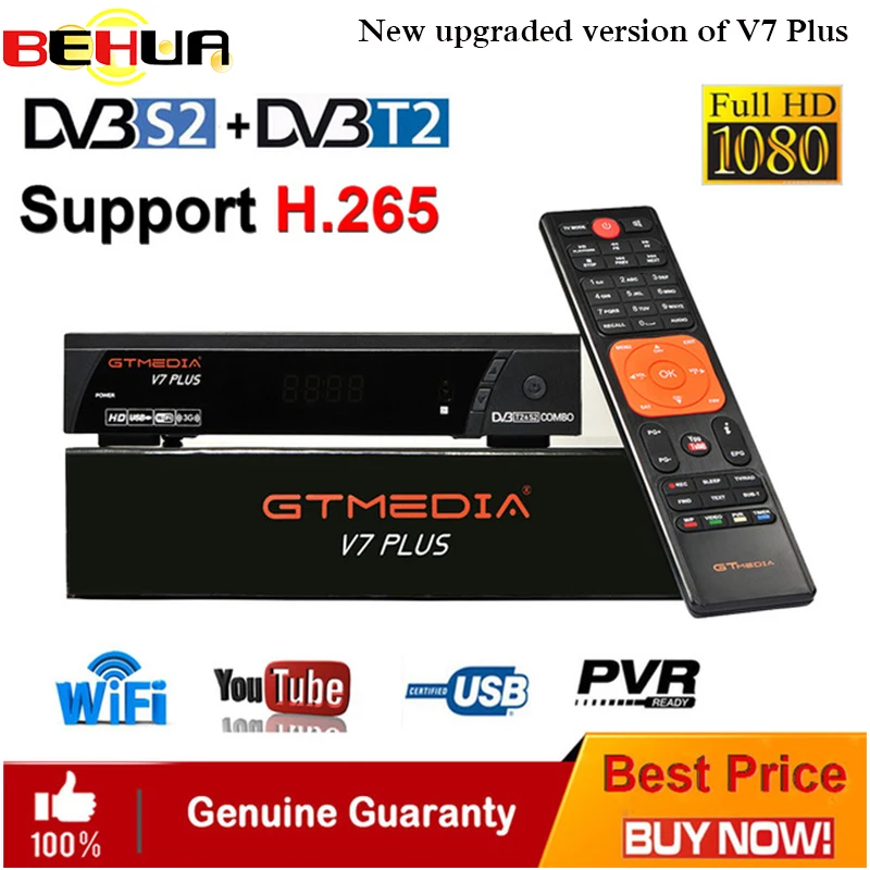 

New GTMEDIA V7 PLUS receptor 1080P Full HD DVB-S/S2+T/T2 Upgrade Satellite TV Receiver Built-in Wifi Support H.265 Newam Youtube