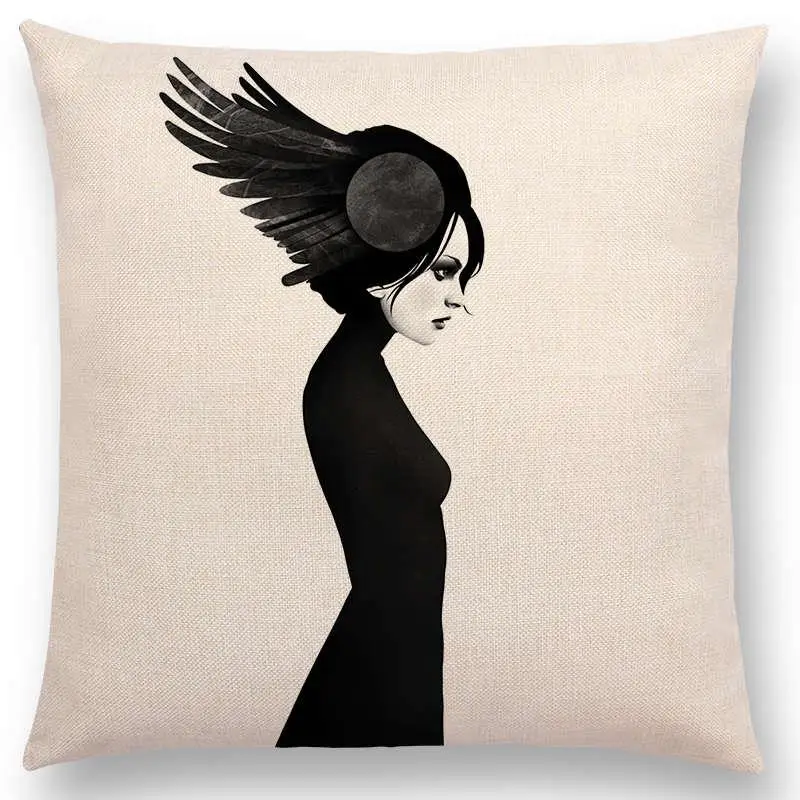 Черно-белый стильный Диванный чехол для диванных подушек с изображением чудо-девушки, элегантный чехол для подушек с изображением леди, чудо-красоты, портрета, благородного ума, великолепные идеи - Цвет: a030104