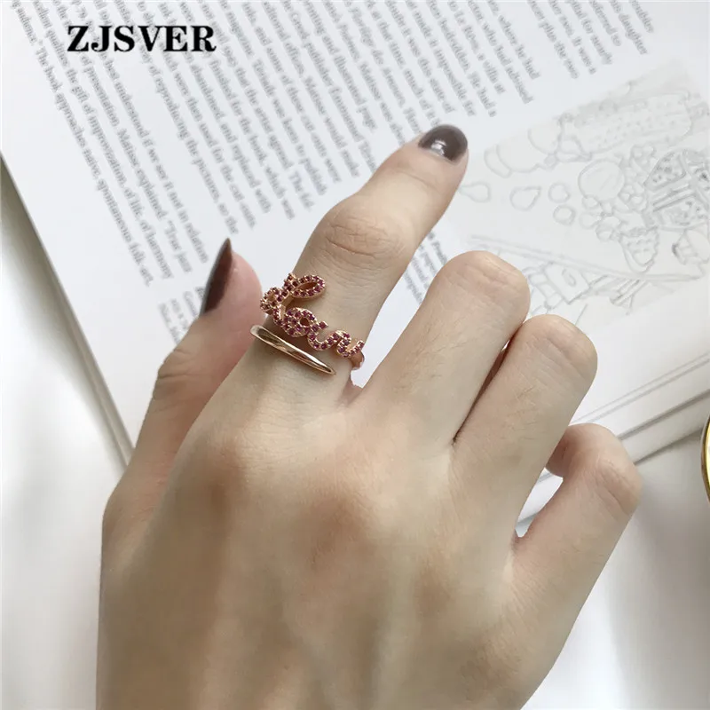 

ZJSVER Korean Jewelry 925 Sterling Silver Ring Champagne Color Letter LOVE Charm Women Rings For Attend Banquet Or Party