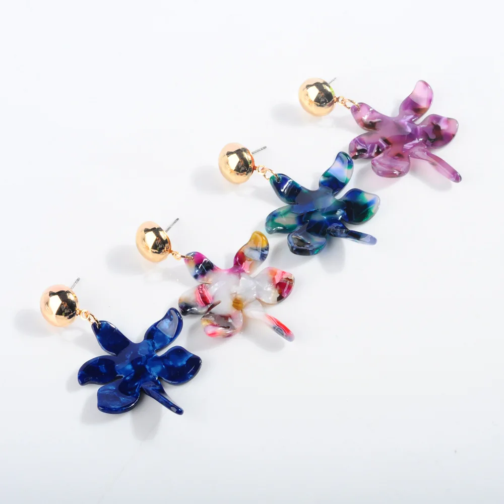 

New Simple Resin Geometric Flower Earrings Personalized Sweet Acrylic Acetate Dangle Earrings for Women Earings Fashion Jewelry