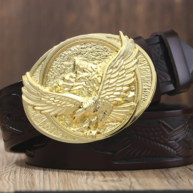 Мужской дизайнерский ремень Fly Eagle пояс из натуральной воловьей кожи для отдыха с