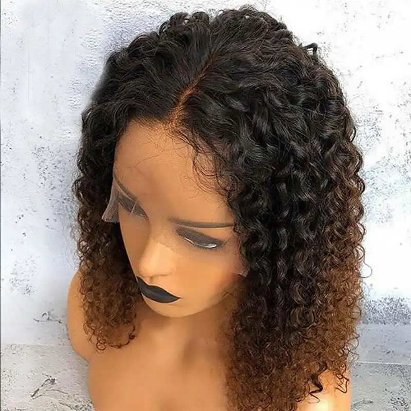 Curly Deep Part Lace Front Human Hair Wigs 150 Brazilian Remy
