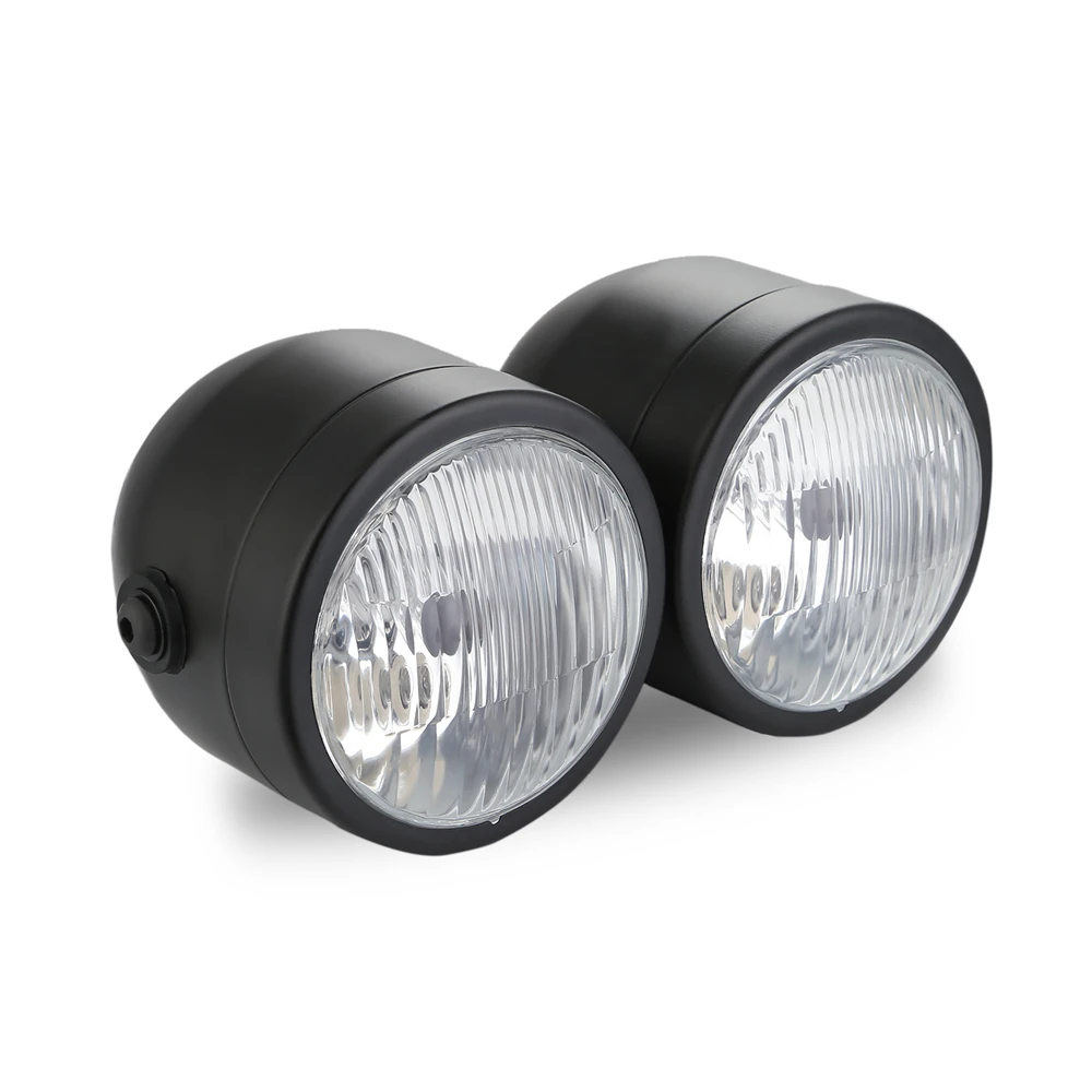 Lesoleil Twin Headlight Motorcycle Round Double Dual Lamp Motocross