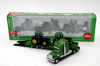 

1:87 Siku 1837 Farmer Low Loader With 2 John Dere Tractors Models Diecasts Toy Vehicles Collection Gift