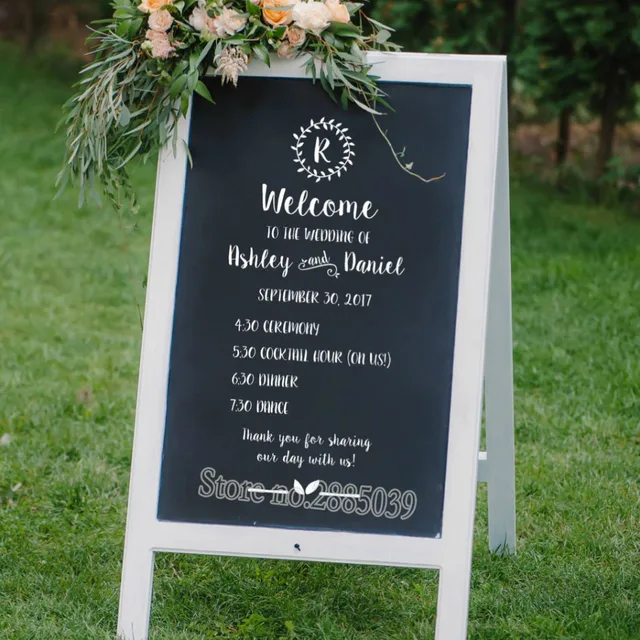 wedding schedule sign wall decal diy personalized wedding program