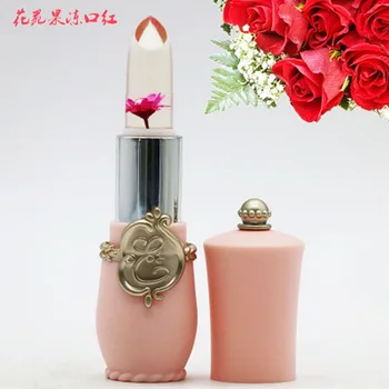 

by ems or dhl 100pcs Waterproof Transparent Flowers Moisturize Lipstick Lip Gloss jelly lipstick