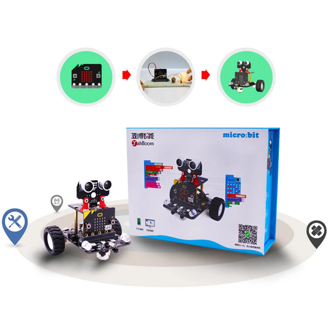 Gráfico do Robô com Bluetooth Robô de Vapor Brinquedo do Carro para Micro: ir e Módulo de Rastreamento Bbc do Bocado sem Mainboard Carro Programável 6 Carro programável gráfico do robô com bluetooth