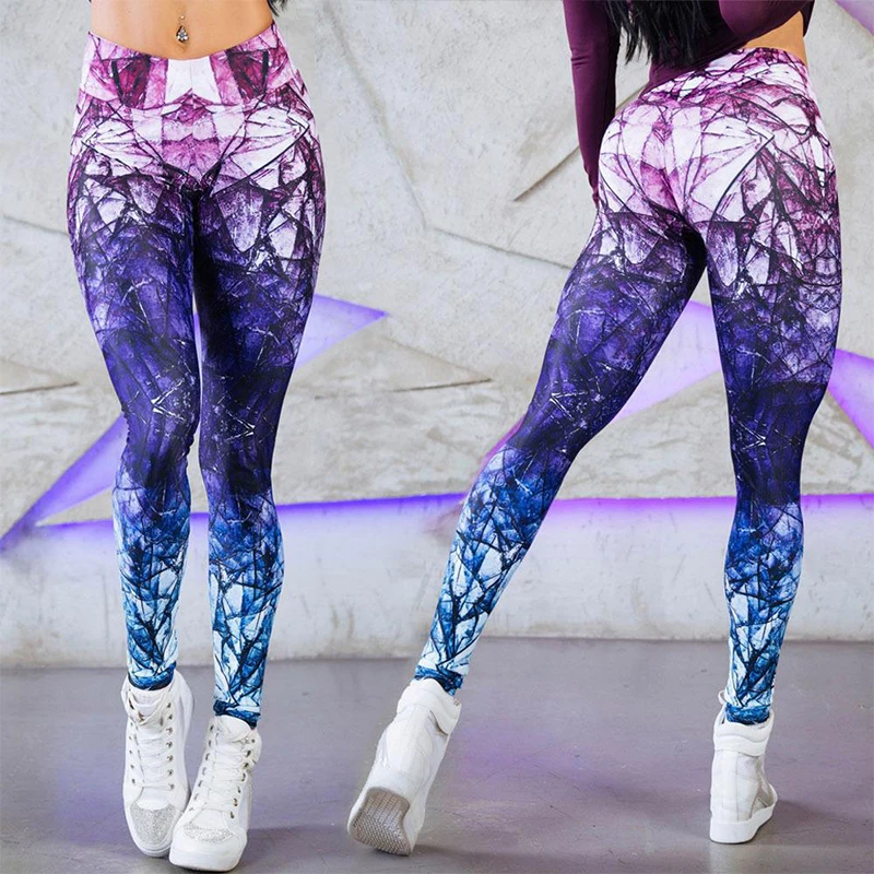 SALSPOR, женские спортивные штаны для йоги, Стрейчевые леггинсы с высокой талией, Mujer, пуш-ап, для пробежки, для тренировок, с принтом, штаны для занятий спортом