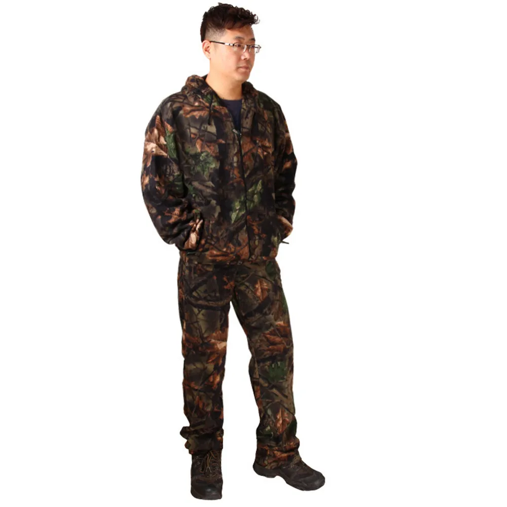 

Realtree Bionic Camouflage Hunting Suit Men Fleece Thermal Tactical Hunting Clothing Jacket Pant Set Breathable Outdoor Costume