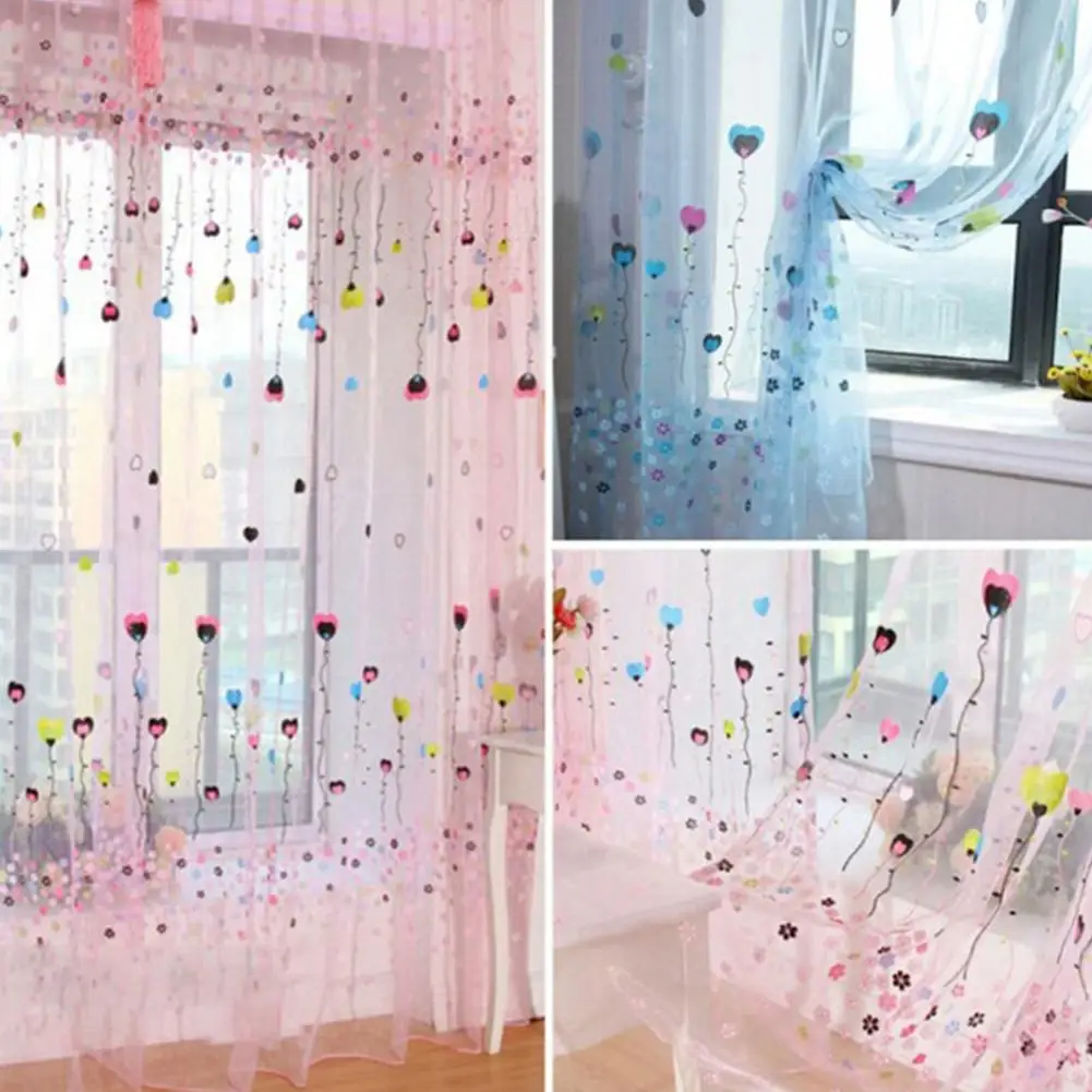 

TPFOCUS 1PC Flying Balloon Tulle Curtain Window Screening Gauze Drape Balcony Voile Home Unwashable (Rod Pocket Version)