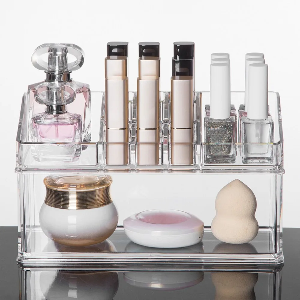 Beste Thuis Desktop Acryl Cosmetische Make Up Organizer Clear Transparante Make Storage Box Voor Sieraden Makeup Tools Stand Up Organizer
