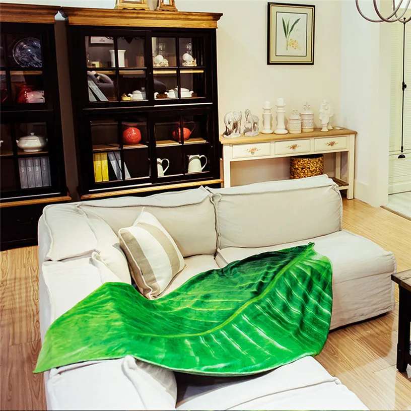 

Super Soft Flannel Plant Blanket Green Leaves Texture Throw Blankets for Beds Sofa Travel Home Decoration 9A16