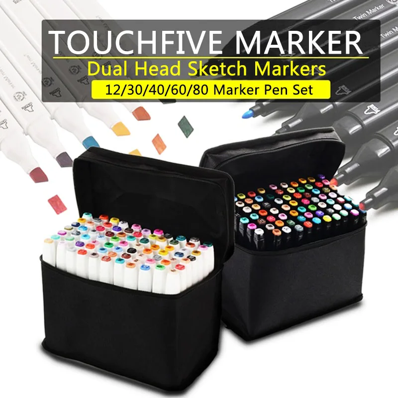 TOUCHFIVE 80 Color Graphic Marker Pen Set Sketch Art Markers Double