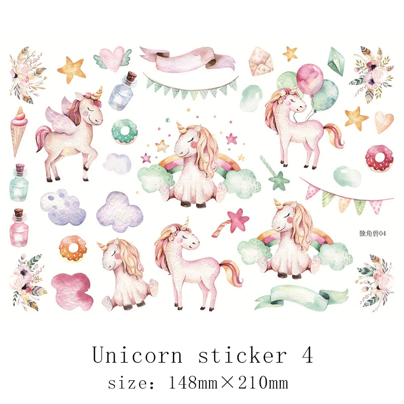 

Cute Unicorn Stickers Anime Dream Children's Cartoon Stickers for DIY Travel case Laptop Bicycle Fridge Car Stickers Students