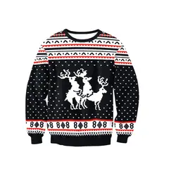 Для Женщин Рождественский свитер пуловер Рождество с длинным рукавом олень Рождественский олень узор вышивки, вязаные вечерние