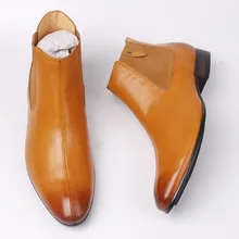 Черного, желтого цвета человек взлетно-посадочной полосы из натуральной кожи модные ботильоны обувь Слипоны мужские ботинки martin обувь осень мотоциклетная обувь