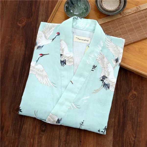Японские Женские кимоно юката халаты пижамы наборы хлопок Короткие штаны ночная рубашка спальный халат одежда для отдыха домашняя традиционная одежда - Цвет: GREEN SHORT