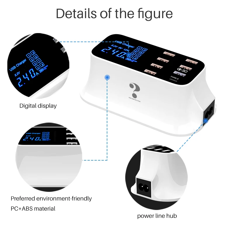 Quick Charge 3.0 usb Charger Led Display Fast Charging Phone Tablet PC Type C fast Charger wall Adapter For iPhone Samsung HTC Quick Charge 3.0 usb Charger Led Display Fast Charging Phone Tablet PC Type C fast Charger wall Adapter For iPhone Samsung HTC
