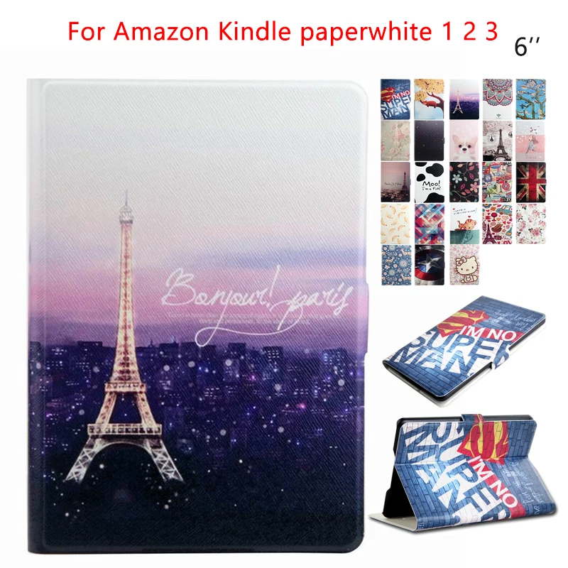 for Amazon Kindle Paperwhite Tablet Case PU Leather 6 E Book Ebook Stand Case Cover Fundas