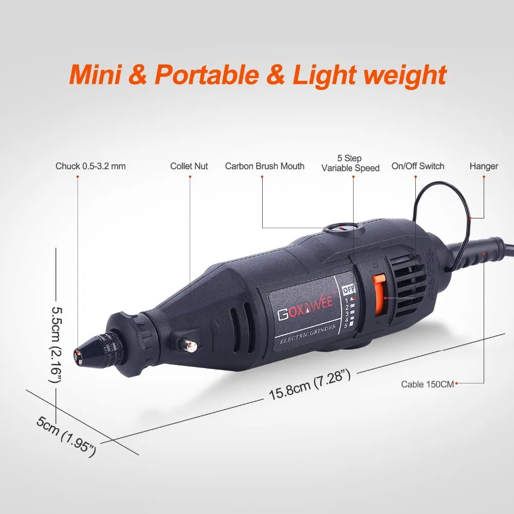 GOXAWEE 220V Electric Mini Drill engraver Variable Speed Rotary with ...