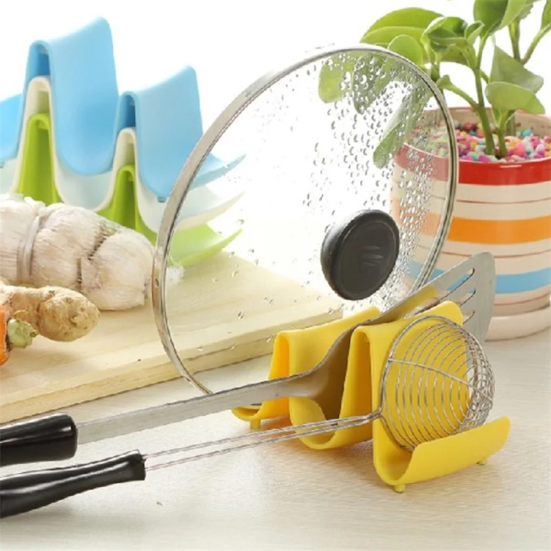 

Plastic Pot Pan Spoon Lid Storage Stand Holder Rack Utensil Cooking Tool Kitchen Helper Wave Shape Design