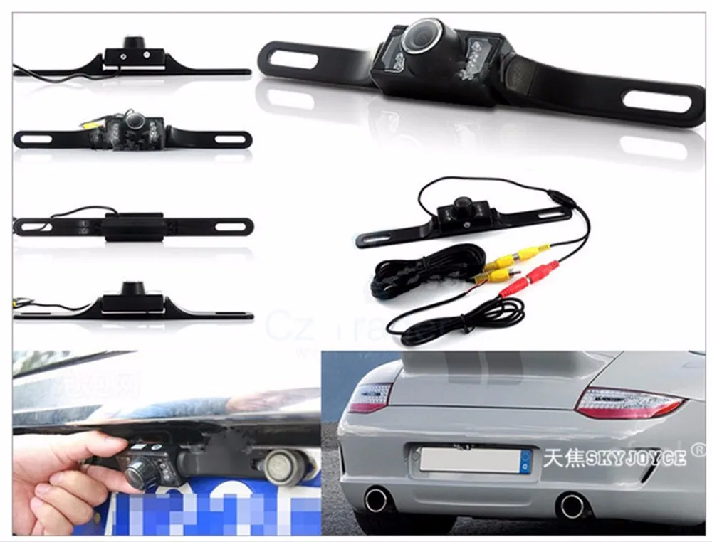 Night vision Red IR CCD HD rear view camera car license plate frame camera Light 170 backup parking rear car plate camera Black  (12)