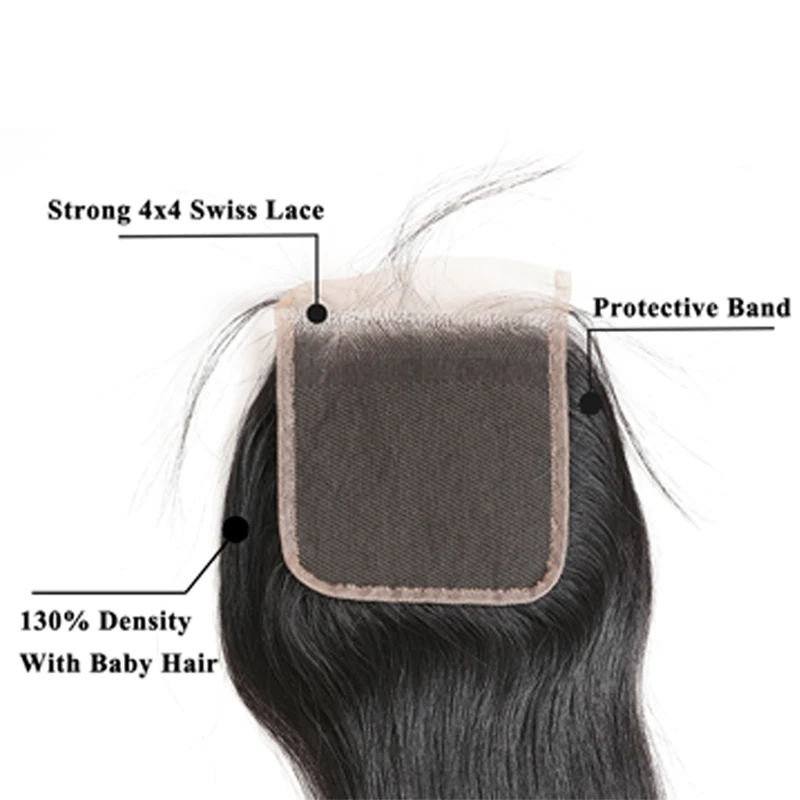 Chiusura HD 5x5, Chiusura Liscia 6x6, Chiusura in Pizzo Trasparente, Chiusura Frontale in Capelli Umani Vergini Remy Pre-Pizzicata con Baby Hair - immagine 4