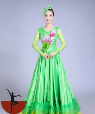 Стиль, 360 градусов, испанское платье для фламенко, для женщин, для выступлений, для хора, для танцев, для вечеринки, falda, платье для фламенки, L228 - Цвет: Зеленый