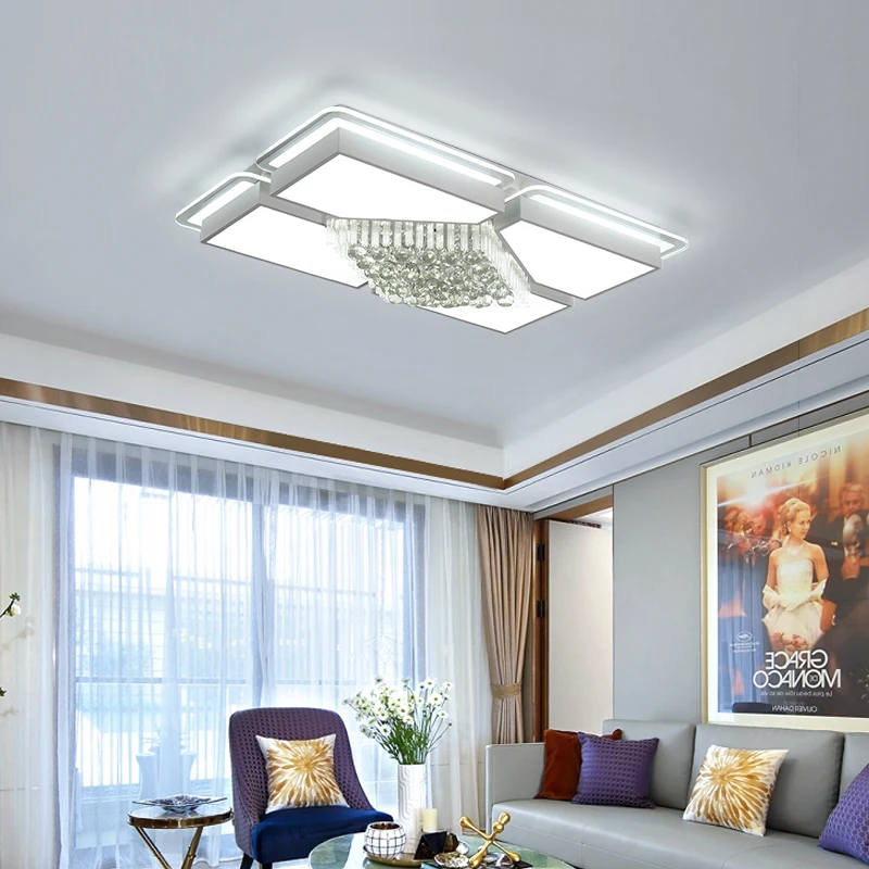 

Crystal Chandelier Lighting for living room Bedroom Modern LED Chandelier with remote Dimming Crystal lights for high ceiling