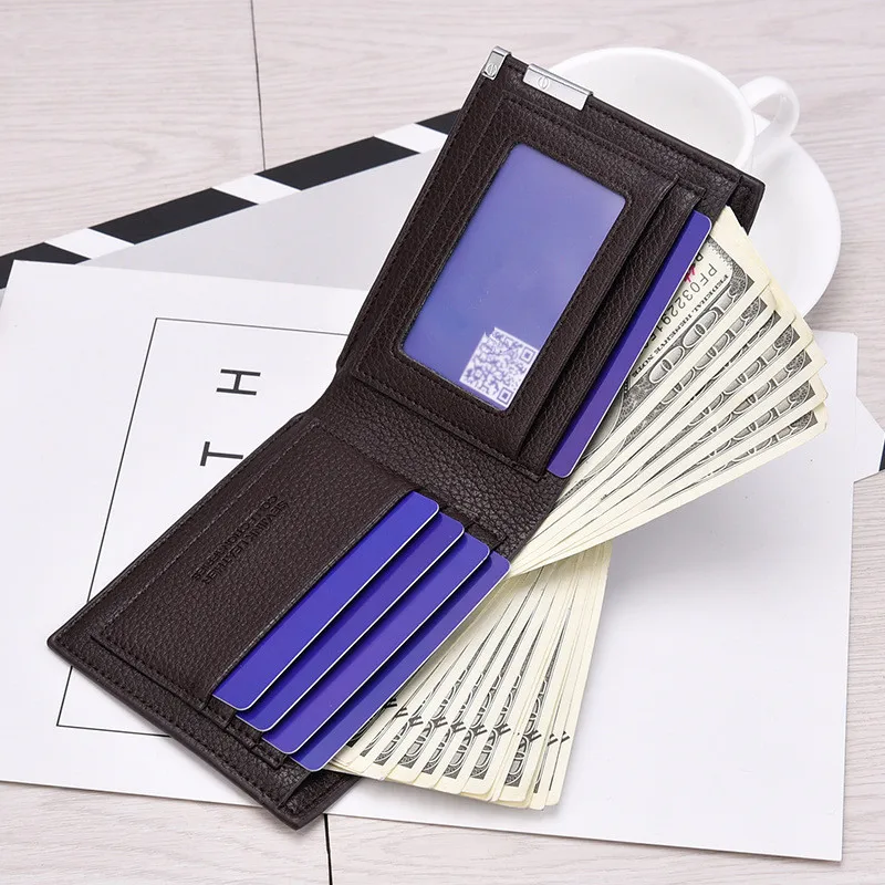 Men's wallets men's short wallet iron border Korean new business version of the young men's style wallet trend card bag 009Q Men's wallets men's short wallet iron border Korean new business version of the young men's style wallet trend card bag 009Q