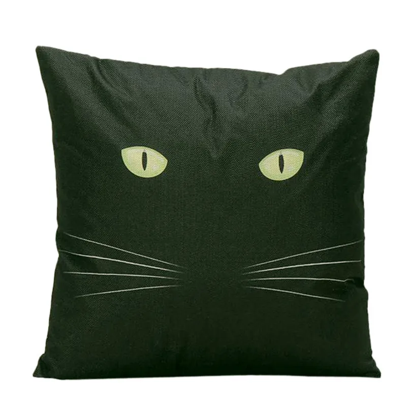 Pillow Cases 45*45CM Vintage Black Cat Pillow Cases Cotton Linen Pillow