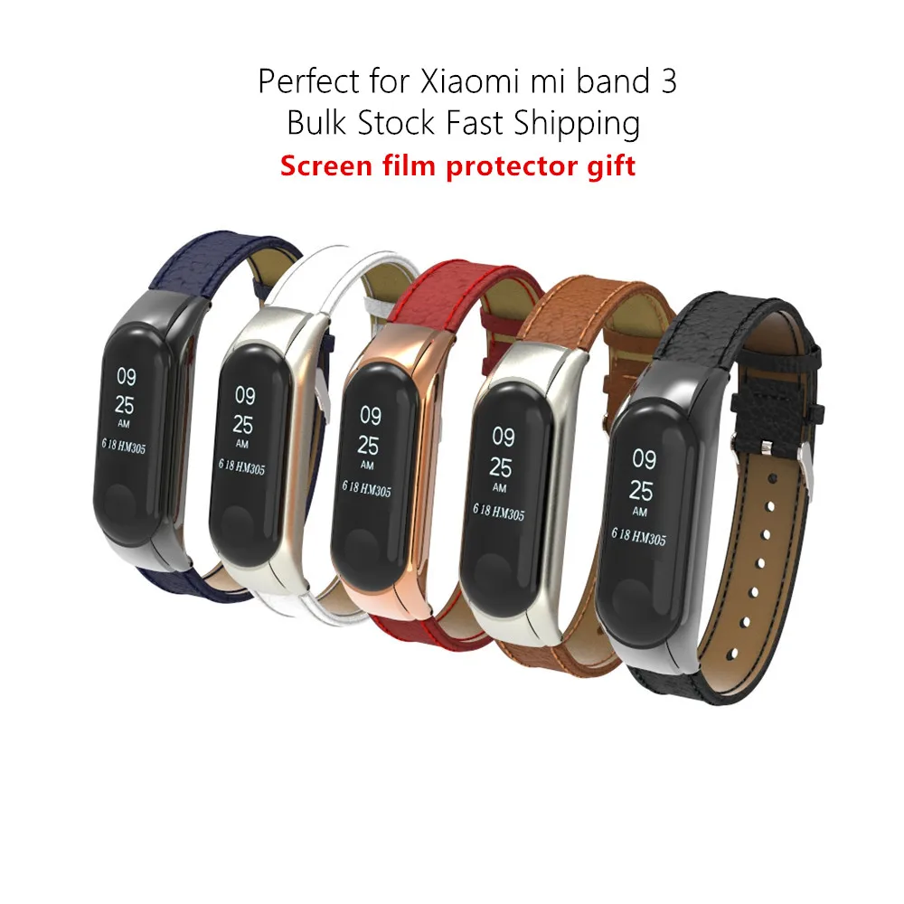 Xiaomi Mi Band 3 Strap Genuine Leather Belt for Mi Band 3