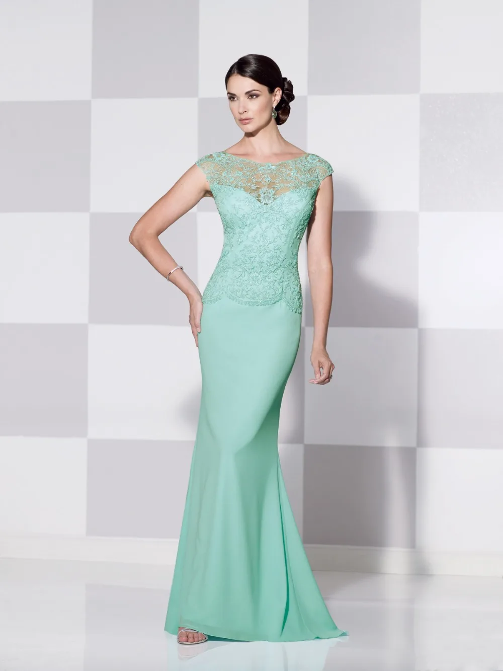 2015 Elegant Mint green Lace Mother Of The Bride Groom Dresses Short Sleeve Chiffon Cheap Long 2015 Elegant Mint green Lace Mother Of The Bride Groom Dresses Short Sleeve Chiffon Cheap Long