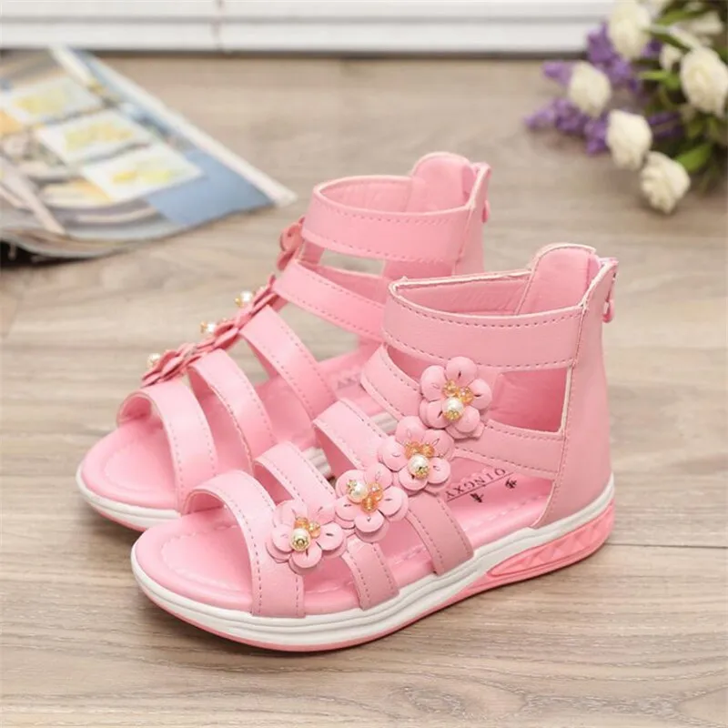 Summer Cute Infant Kids Baby Girls Elegant Flower Hallow Sandals Princess Shoes