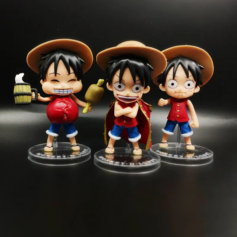 

3PCS One Piece Monkey D. Luffy Q version kawaii 3 types of action Anime Roles 12cm PVC Action Figure Collectible Model Toy DN01