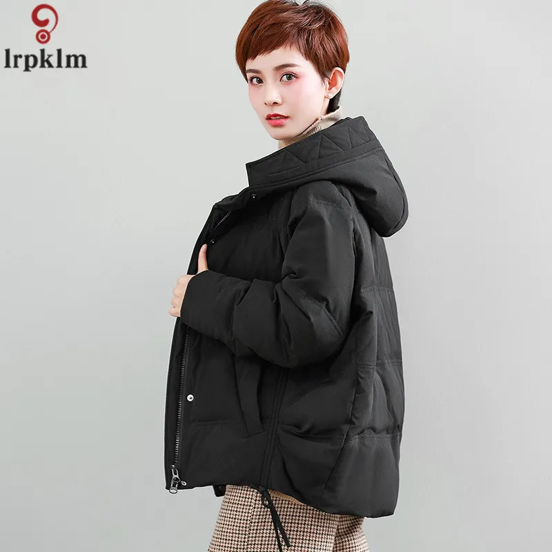 2018 New Women's down Jacket Large Size Women's Down Jacket Hooded Loose Female Jacket Fashion Zipper Coat Female (4)