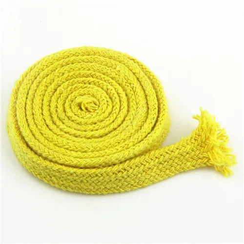 Хлопчатобумажная Веревка 10 мм, полый плоский витой шнур, многоцветная плетеная веревка на пояс, ручная работа, домашнее ремесло, сделай сам, штаны, украшение для обуви, 5 ярдов - Цвет: Yellow