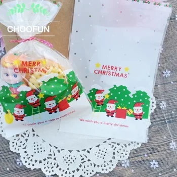 

100pcs/lot OPP 12*18cm Christmas Series Gift Packaging Bag ! Christmas DIY Bread Candy and Cookie Plastic Baking Bags B080