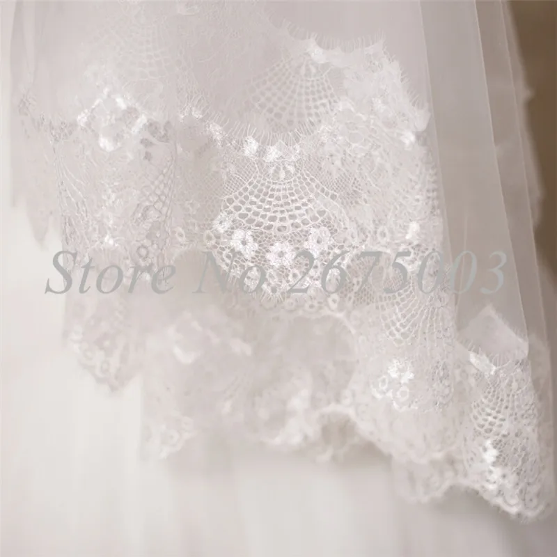 Newest Lace Edge Bridal Veils One Layers Free Size Soft Tulle Bridal Veil Wedding Veils no comb 2017 Wedding Accessory