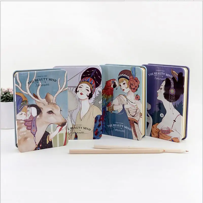 HOT Iron cover Diary notebook Notepad SketchBook Drawing graffiti Sketch Book 128 sheets Hardcover Office School Supplies Gift|sketch book|cover