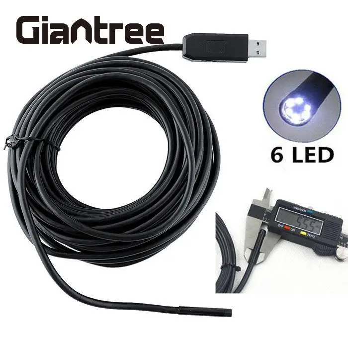 

Giantree 2m Cable 5mm Lens 6 LED USB Endoscope Borescope Inspection Tube Snake Pipe Video Camera Endoskop for Windows PC