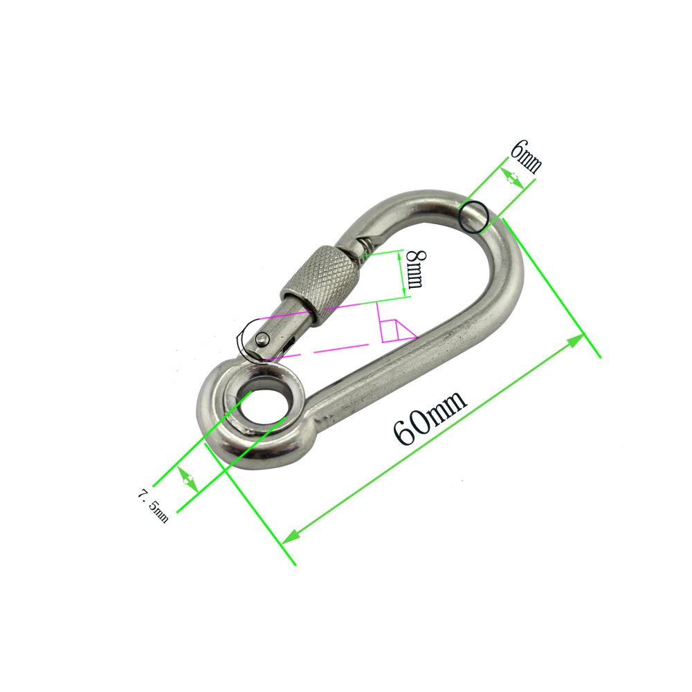 Buy Stainless Nut Bolted Eyelet Snap Hook Carabiner