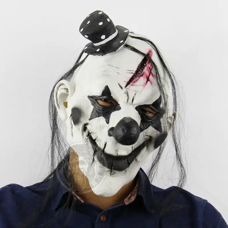 scary clown mask adult latex ugly halloween mask white hair
