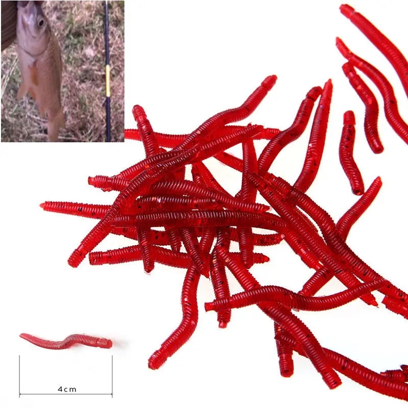 Новинка 100 шт. 4,5 см кровяного червя мягкая рыба бионические приманки высокого качества ПВХ земляной червь приманка для рыбы приманки Красный